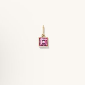 Mejuri Pink Topaz and 14K Gold Mosaic Square Charm